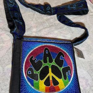 Gypsy Rose Imagine item handmade peace sign, Crossbody bag. made in America